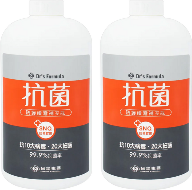 台塑生醫 Dr's Formula 抗菌防護噴霧 補充瓶, 1kg, 2瓶