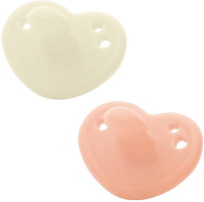 티지엠 하트 노리개 젖꼭지, 플러스 (3개월이상), 크림버터 + 코랄핑크, 2개