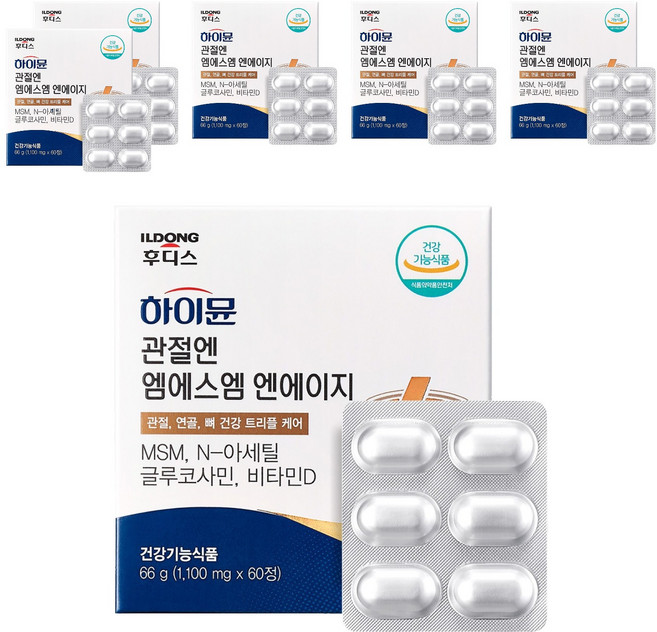 일동후디스 하이뮨 관절엔 엠에스엠 엔에이지 66g, 60정, 6개
