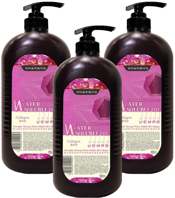에스테소피 워터솔루블 수용성 바디 마사지 오일 탄력 콜라겐, 3개, 1L