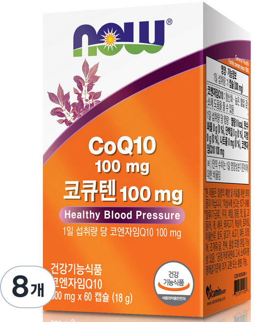 나우푸드 코큐텐 100mg 18g, 60정, 8개