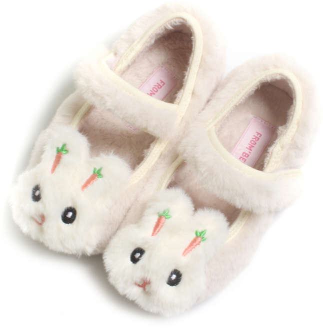 FROMBEBE 여아용 샤니 토끼 밍크털 led 플랫 구두
