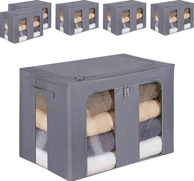 comet 大容量牛津布衣物收納箱 100L, 灰色, 6個