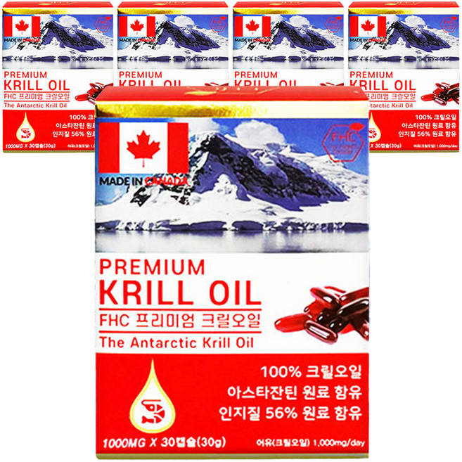FHC 프리미엄 크릴오일 30g, 30정, 5개