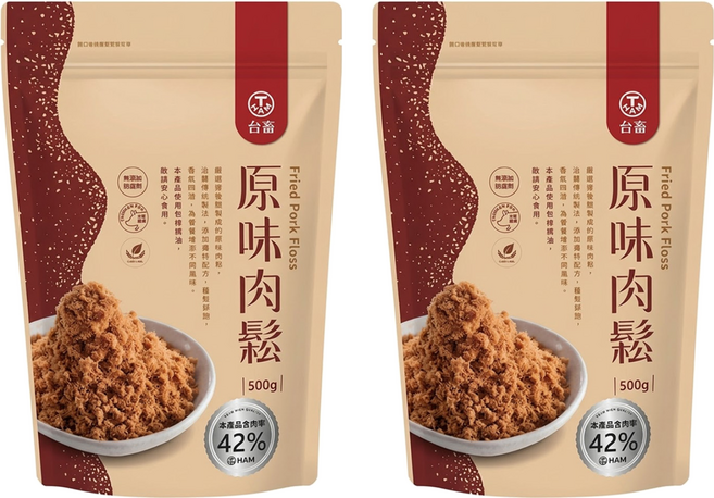 T HAM 台畜 原味肉鬆, 500g, 2包