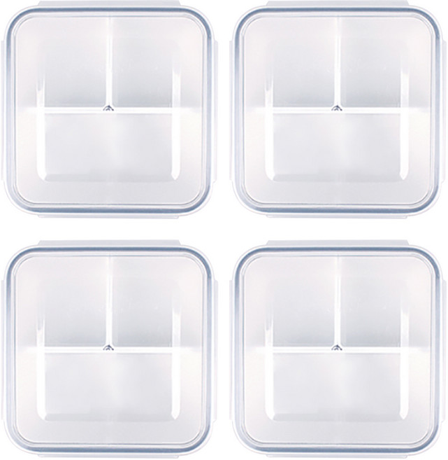 Xeonic 3格方形可冷凍保鮮盒, 4個, 保鮮盒