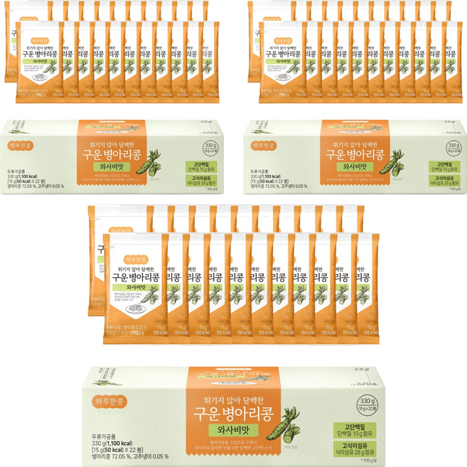 두보식품 하루한콩 튀기지 않아 담백한 구운 병아리콩 와사비맛, 15g, 66개