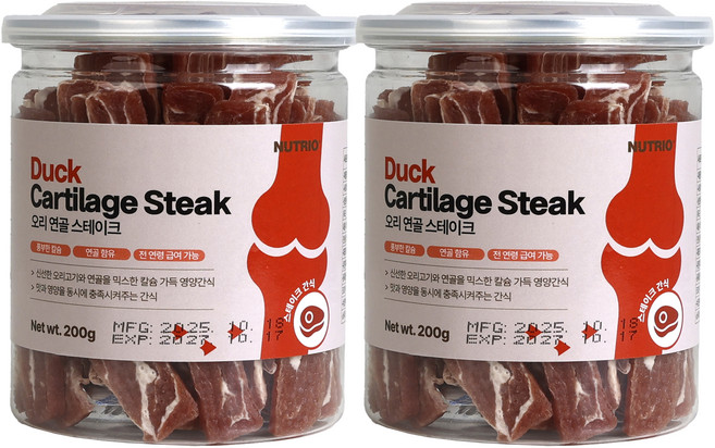 뉴트리오 스테이크 반려견 간식, 오리연골맛, 200g, 2개