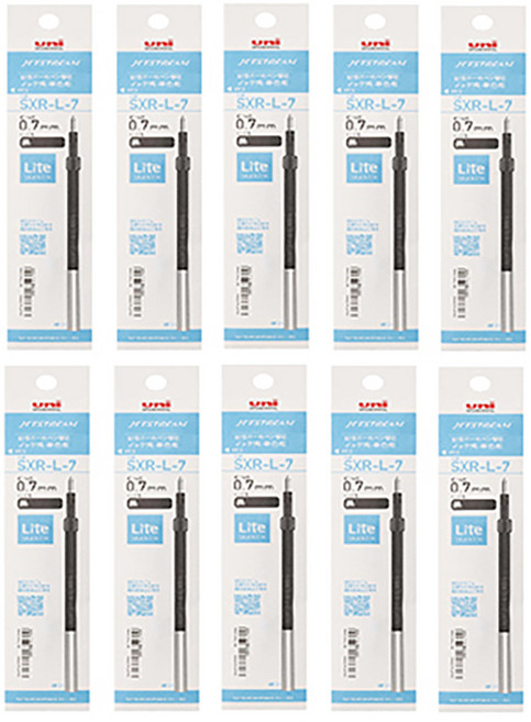 제트스트림 라이트 터치 잉크 리필심 SXR-L-7 0.7mm, 블랙, 10개
