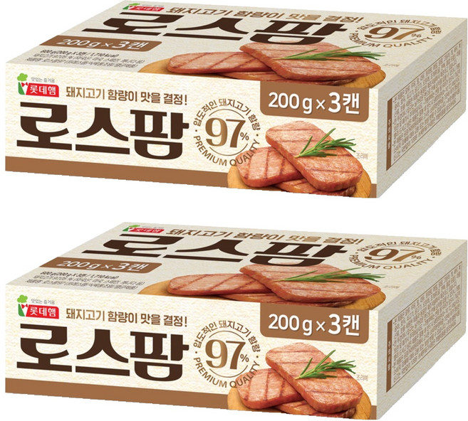 롯데햄 로스팜 97%, 200g, 6개