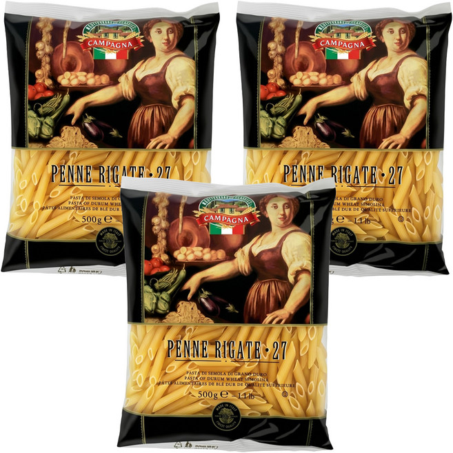 CAMPAGNA 筆管義大利麵27, 3包, 500g