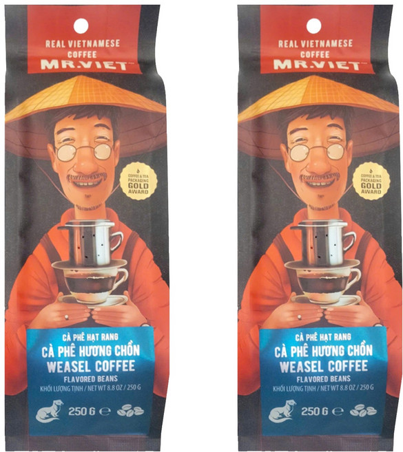 MR.VIET 麝香貓風味咖啡豆, 咖啡豆(無研磨), 250g, 2包