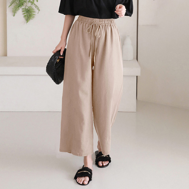 앤드스타일 여성용 쿨인견 밴딩 스트링 와이드 팬츠 264478