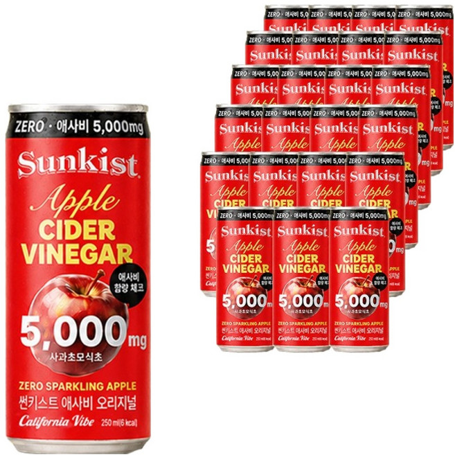 썬키스트 애사비 제로 스파클링 오리지널, 250ml, 24개
