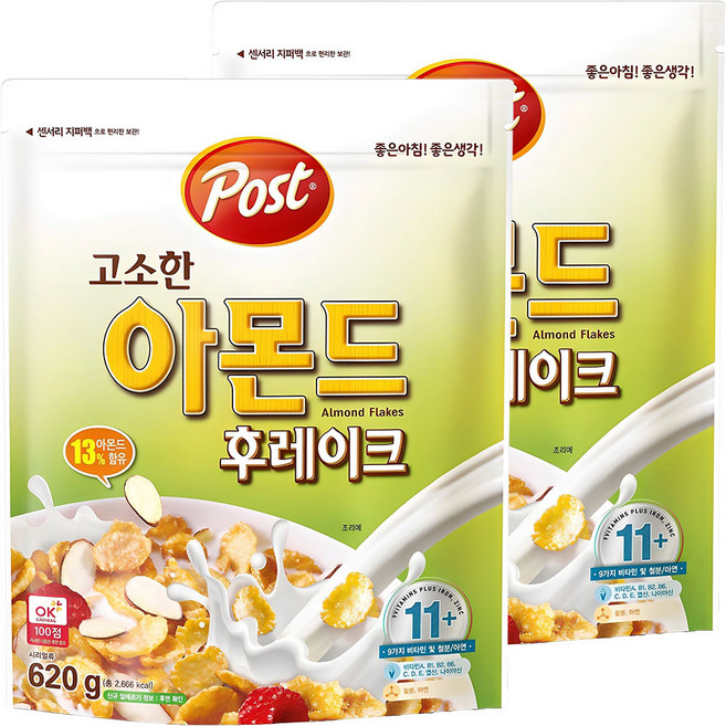 포스트 고소한 아몬드 후레이크 시리얼, 620g, 2개