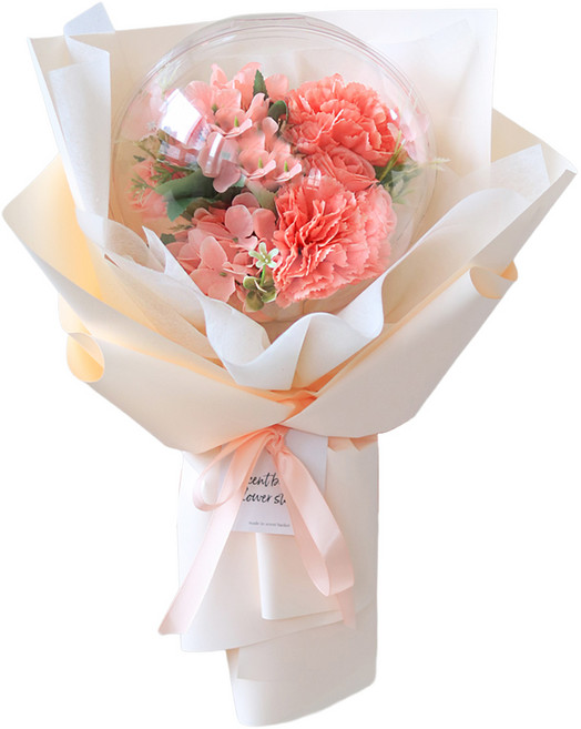 Scent Basket 玫瑰人造花透明球氣球花束, 珊瑚色, 1個
