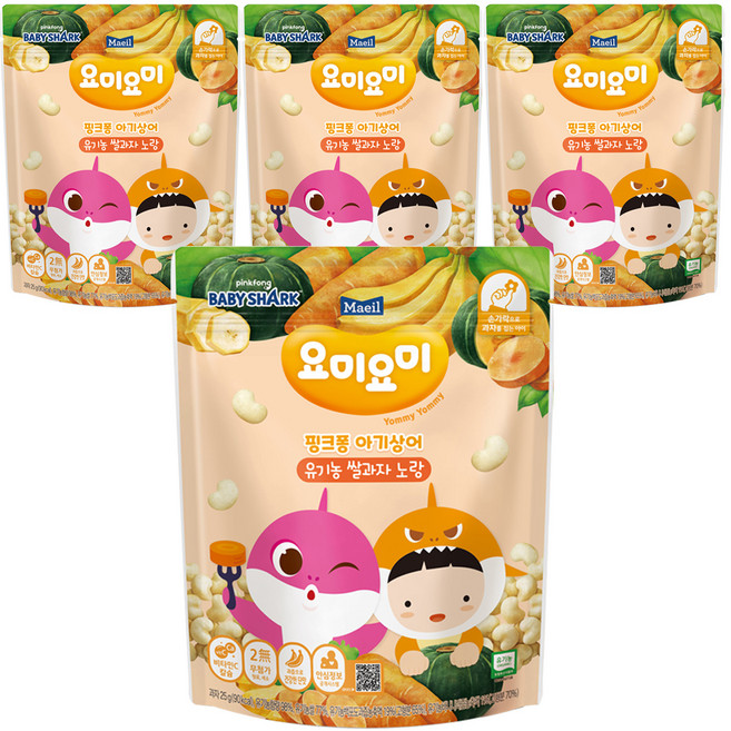 요미요미 유기농 쌀과자, 노랑, 25g, 4개