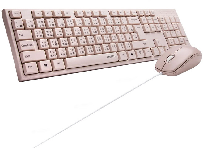 RASTO RZ3 超手感USB有線鍵鼠組, R-PCA028, 粉色, 薄膜式鍵盤