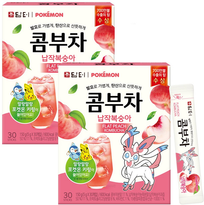 담터 포켓몬 콤부차 납작복숭아, 5g, 30개입, 2개
