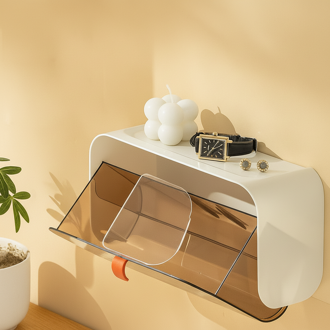 라이프템 무타공 소품 수납 칸막이 정리함, 반투명, 1개