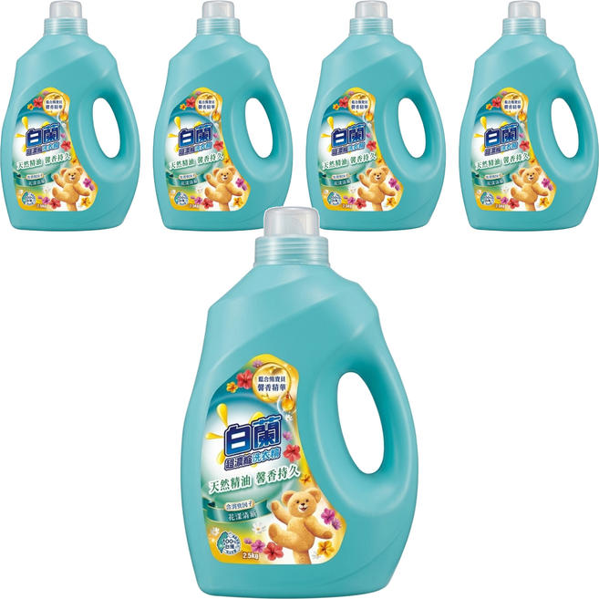 白蘭 超濃縮洗衣精 花樣清新, 2.5kg, 5瓶