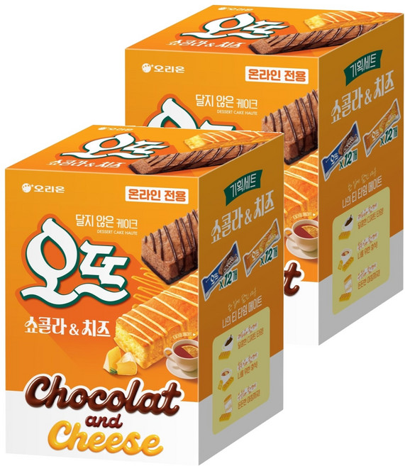 ORION 好麗友 巧克力蛋糕條 12條入+起司蛋糕條 12條入組, 巧克力口味 12入+起司口味 12入, 2組