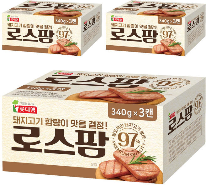 롯데햄 로스팜 97%, 340g, 9개