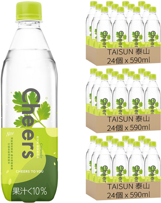 TAISUN 泰山 Cheers Coriander香菜氣泡水, 72個, 590ml