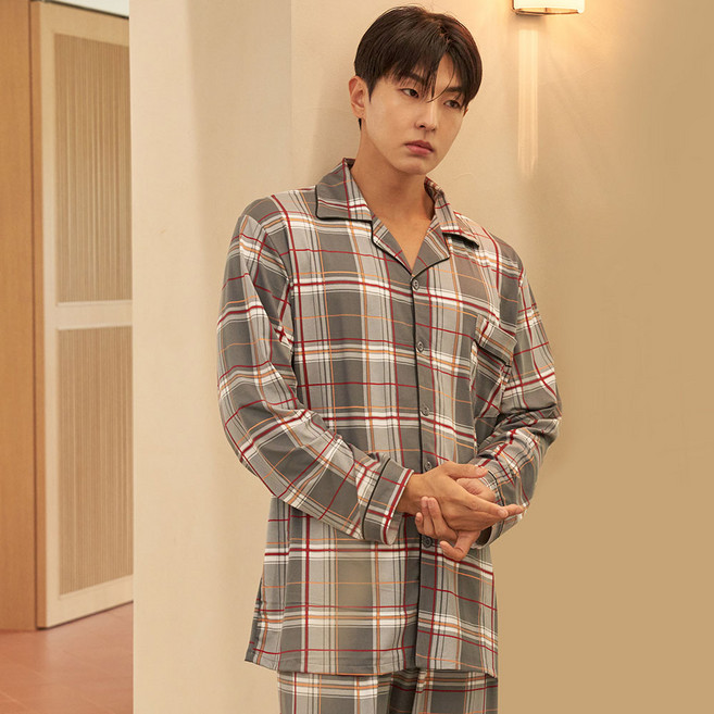 DOSSY 男款輕磨毛長袖立領睡衣套裝