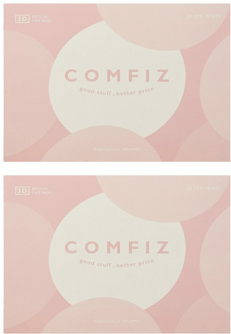 COMFIZ 康菲 成人立體醫療口罩 單片包裝 M, 盛櫻粉, 20片, 2盒