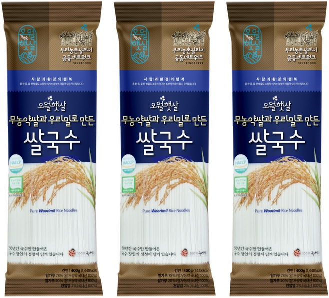 오월햇살 무농약쌀과 우리밀로 만든 쌀국수, 400g, 3개