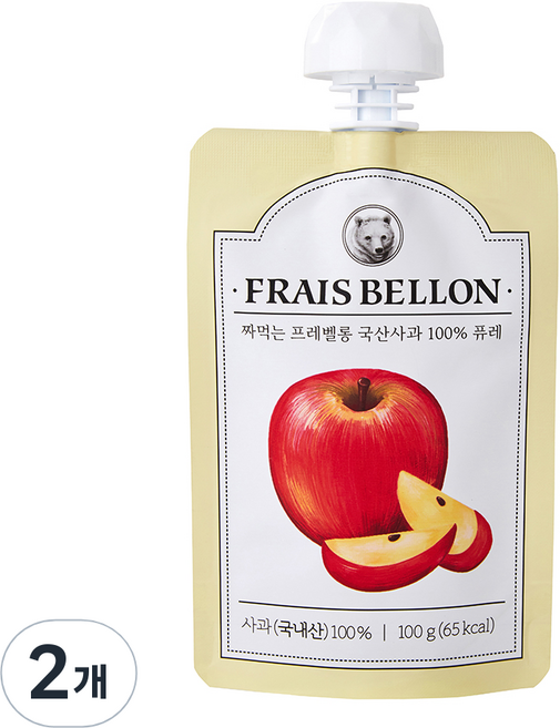 프레벨롱 짜먹는 국산 과일퓨레, 사과, 100g, 2개