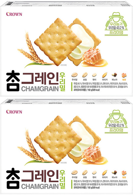 크라운 참그레인 우리밀, 192g, 2개