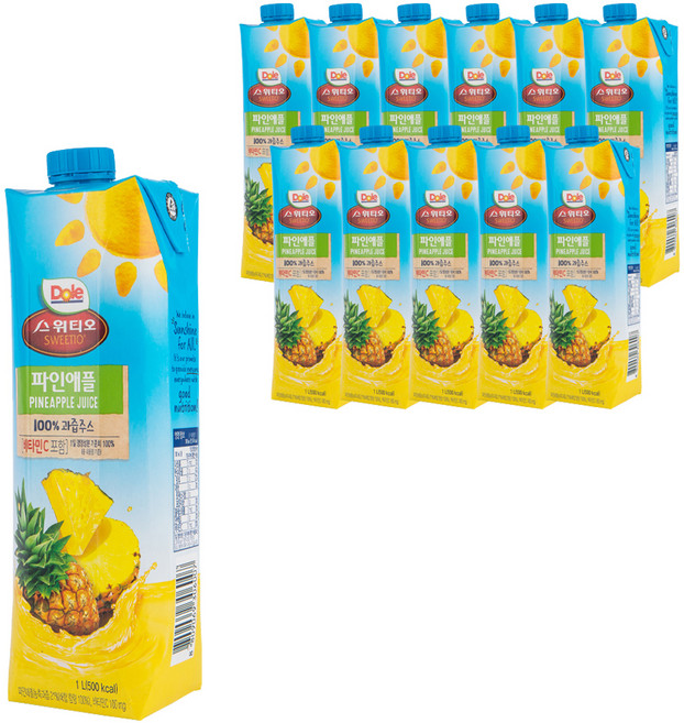 스위티오 파인애플주스, 1L, 12개