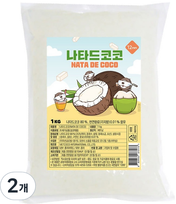 나타드코코 코코넛젤리 누들타입 12mm, 2개, 1kg