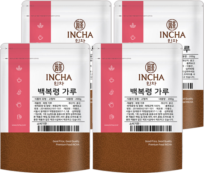 인차 백복령 가루, 200g, 4개