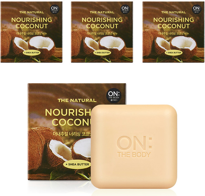 온더바디 더 내추럴 너리싱 비누 코코넛, 90g, 4개