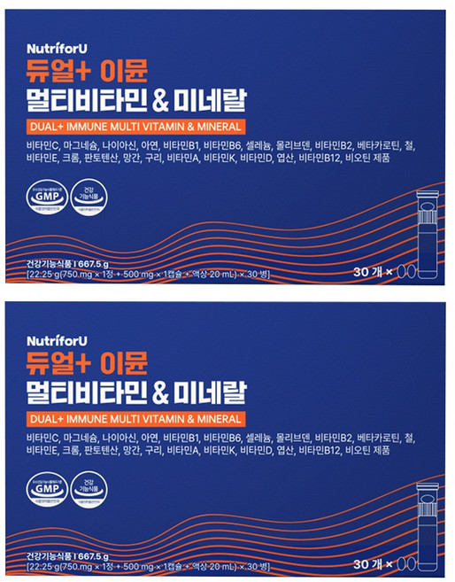 Dual複合維他命礦物質保健劑, 30瓶, 2盒