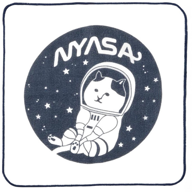 NEKONOBA 超細纖維手帕毛巾 字宙貓 NYASA 寵物用 日本製, 1個, 白色