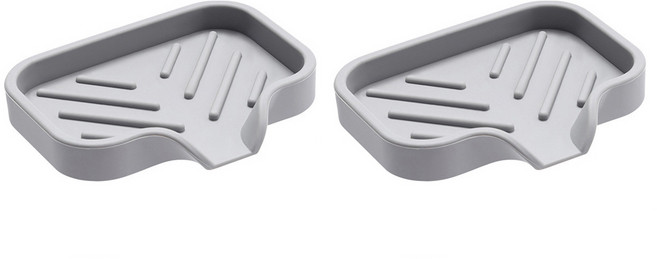 무식이네 뽀송 실리콘 물빠짐 비누받침, 그레이, 2개