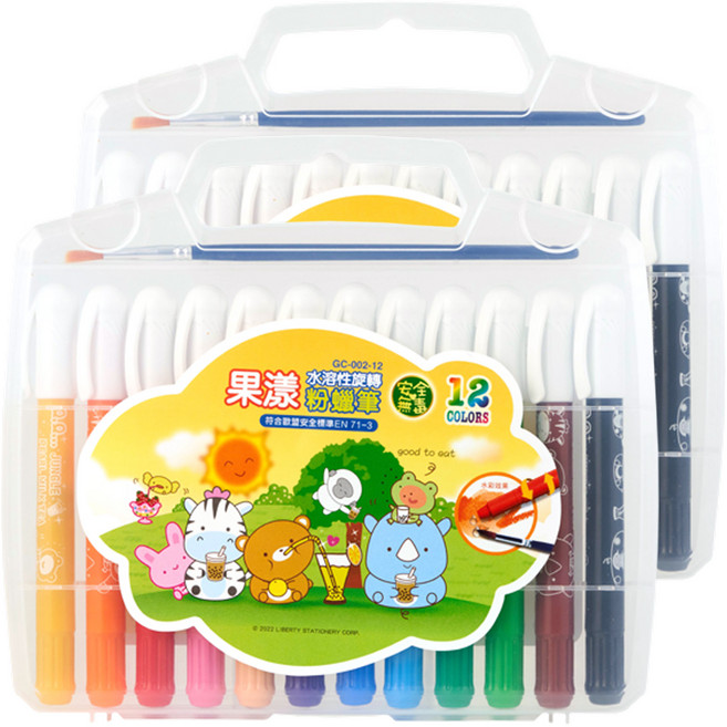 LIBERTY 利百代 果漾水溶性旋轉粉蠟筆 GC-002-12, 12色, 2盒