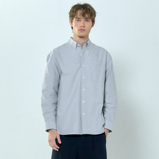 베이직하우스 옥스포드 세미 오버핏 긴팔 셔츠 LZWS0103