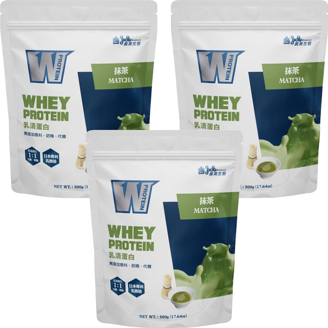 義美生醫 W PROTEIN乳清蛋白飲 抹茶, 500g, 3包