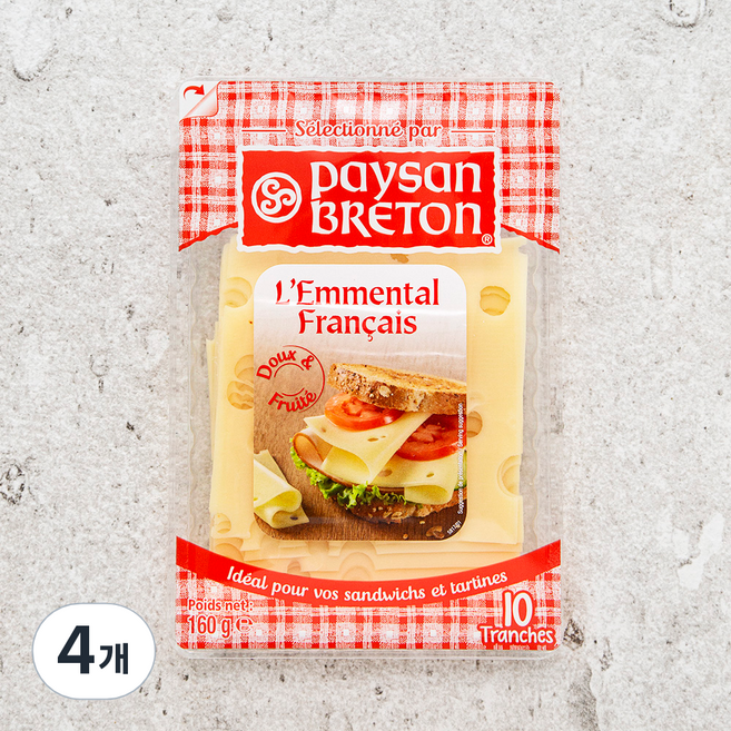 페이장브르통 에멘탈슬라이스 치즈 10매입, 160g, 1개입, 4개
