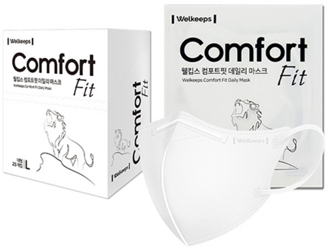 웰킵스 컴포트핏 데일리 새부리형 마스크 대형, 25개입, 1개, 화이트
