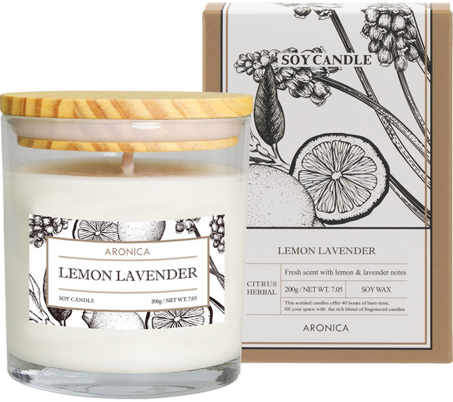 아로니카 소이캔들, 레몬라벤더향, 200g, 1개
