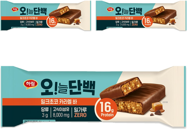 Harim Oh!今天蛋白 牛奶巧克力焦糖棒, 3個, 48g