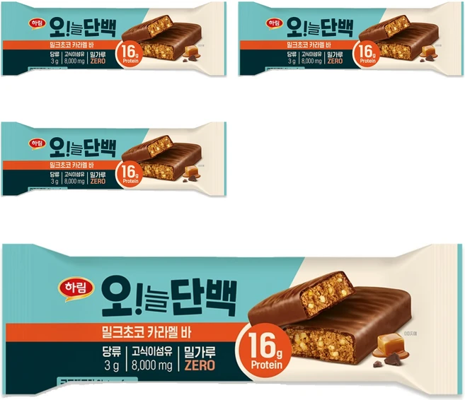 하림 오!늘단백 밀크초코 카라멜 바, 48g, 4개 - 쿠팡