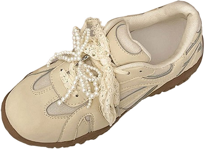 페이퍼먼츠 진주 리본 통굽 스니커즈 10171