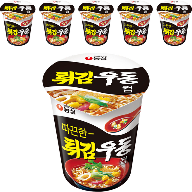 농심 튀김우동컵, 62g, 6개